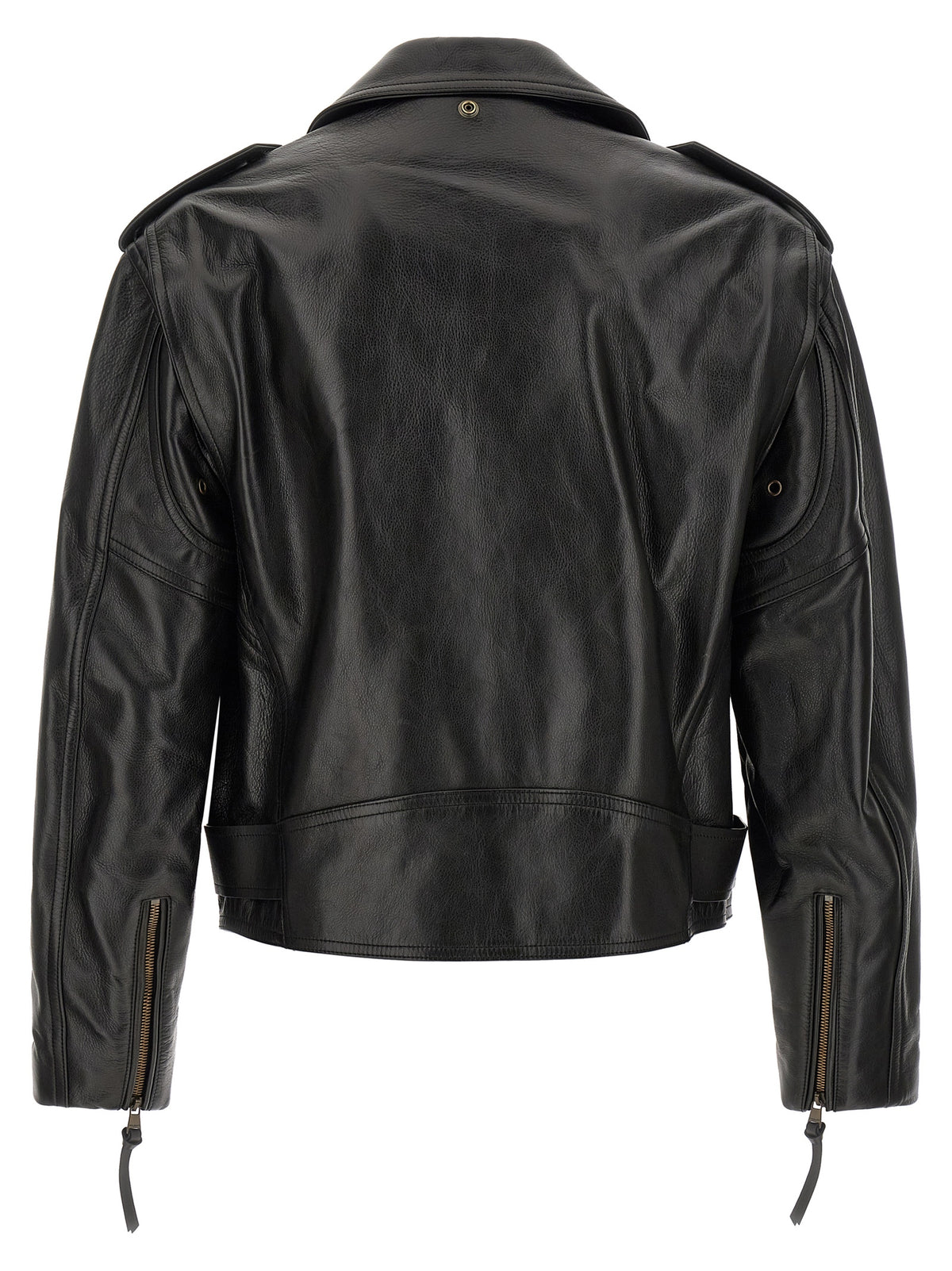 Balmain Schwarze Lederjacke aus Kalbsleder