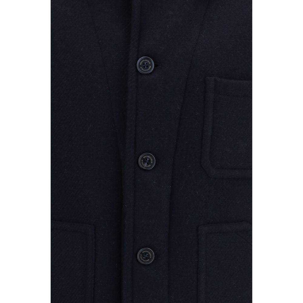 Brooksfield Blaue Jacke aus Wolle Oves Aries in voller Länge
