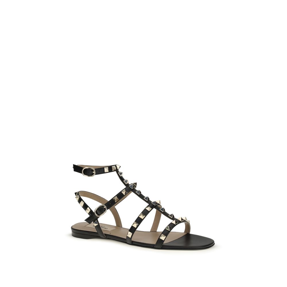 Valentino Garavani Schwarze Bos Taurus Kalbsleder-Sandalen