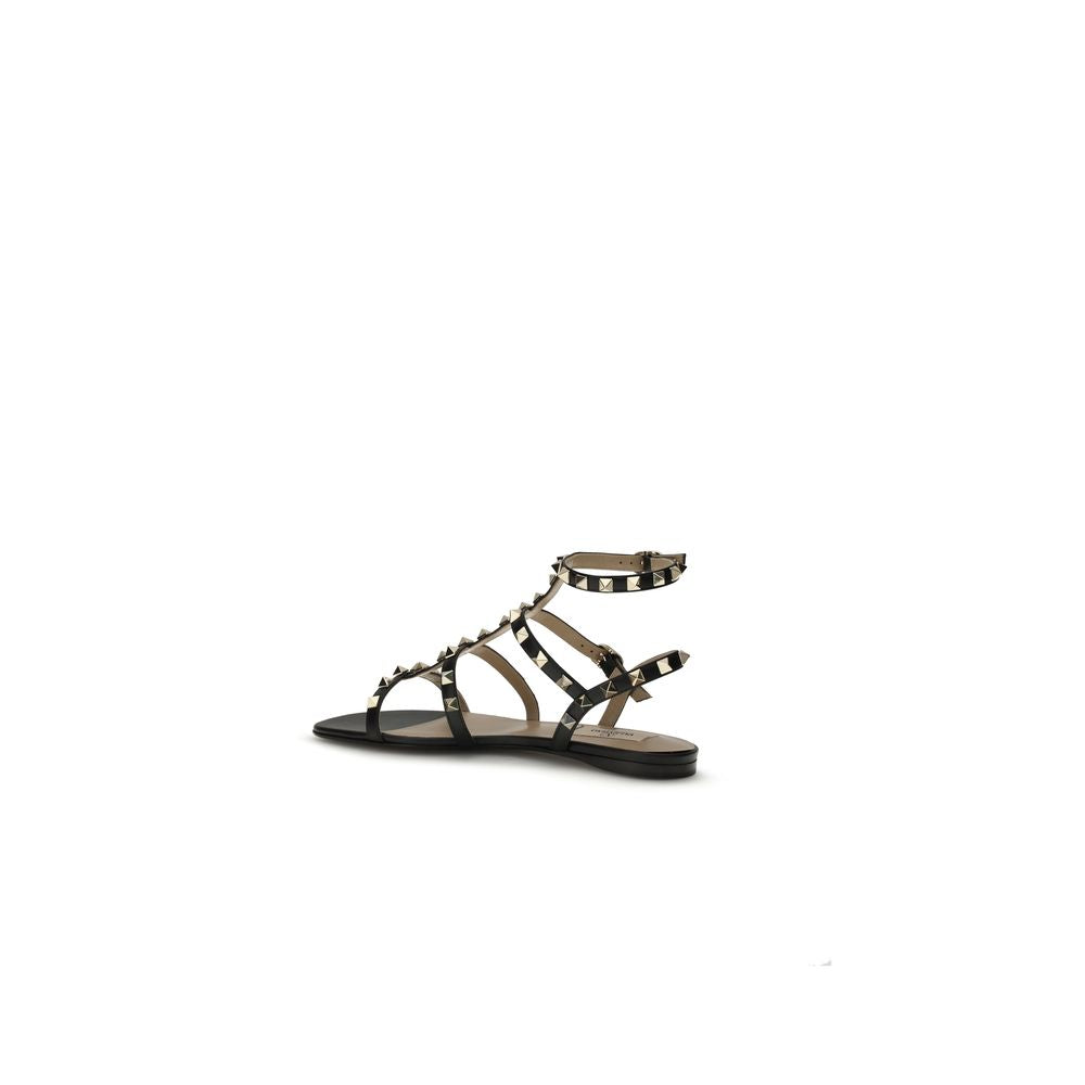 Valentino Garavani Schwarze Bos Taurus Kalbsleder-Sandalen