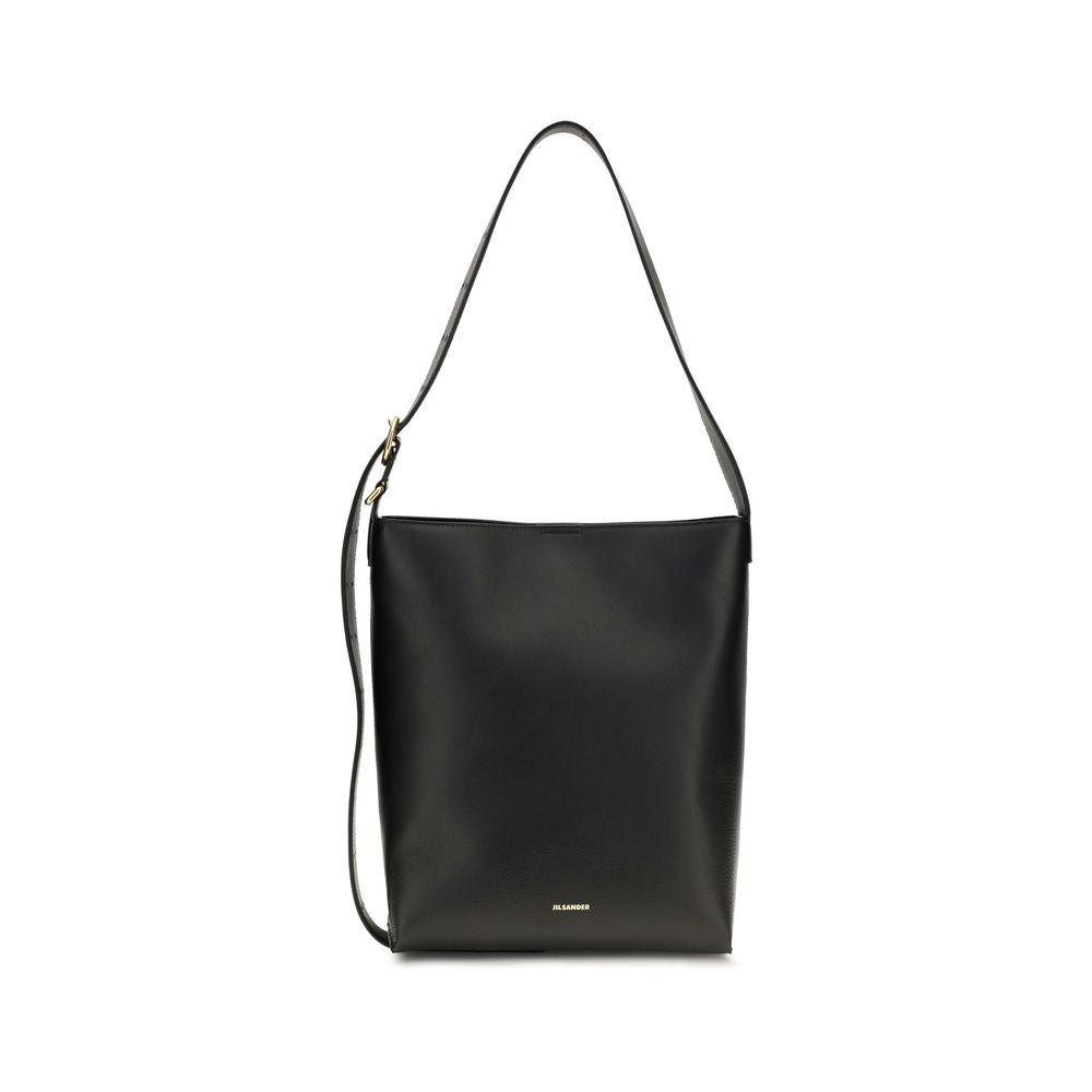 Jil Sander Schwarze Kalbsleder Bos Taurus Handtasche