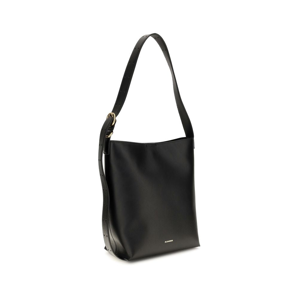 Jil Sander Schwarze Kalbsleder Bos Taurus Handtasche
