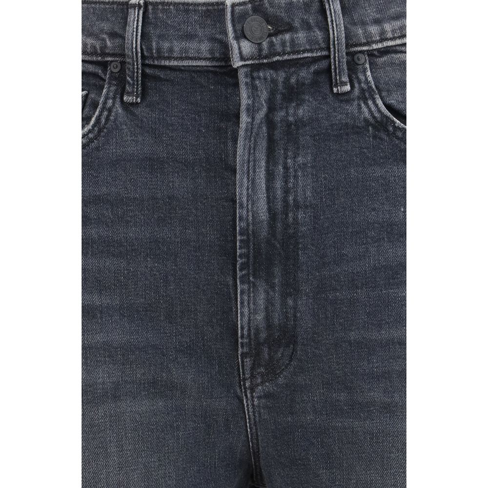 Mother Denim Schwarze Cropped Jeans aus Baumwolle