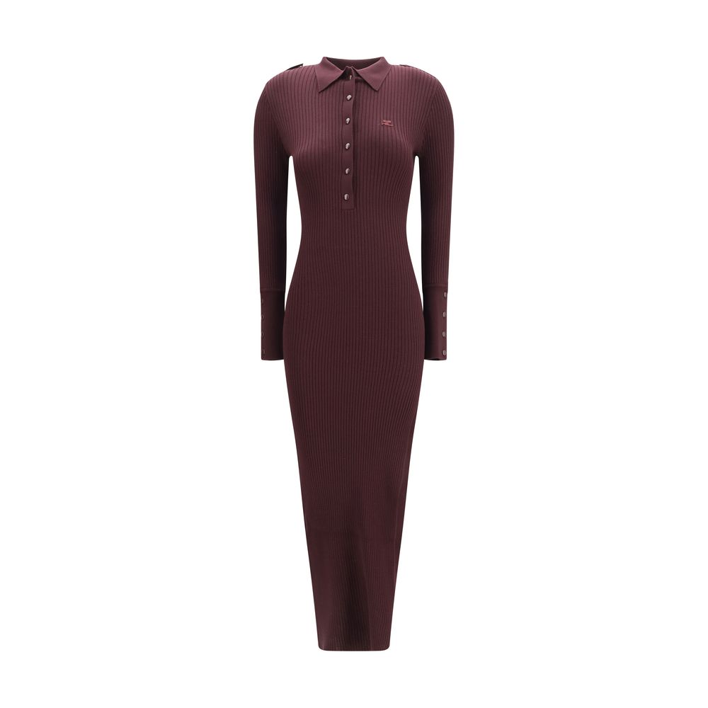 Courrèges Langes Kleid aus violettem Viskose