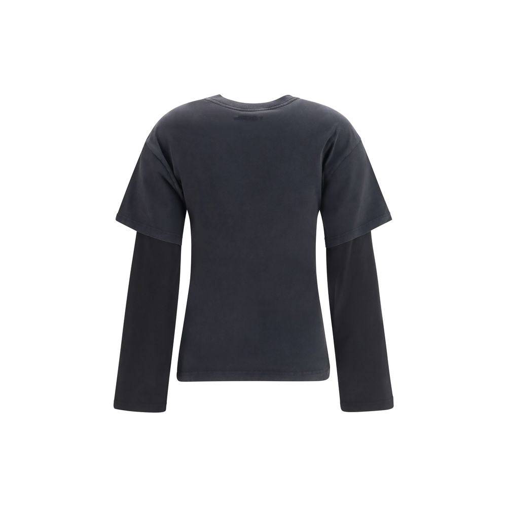 Courrèges Schwarzes Baumwoll-T-Shirt