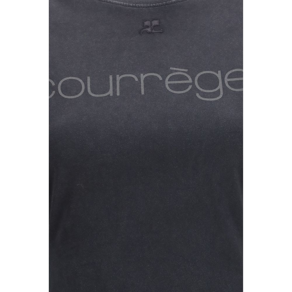 Courrèges Schwarzes Baumwoll-T-Shirt