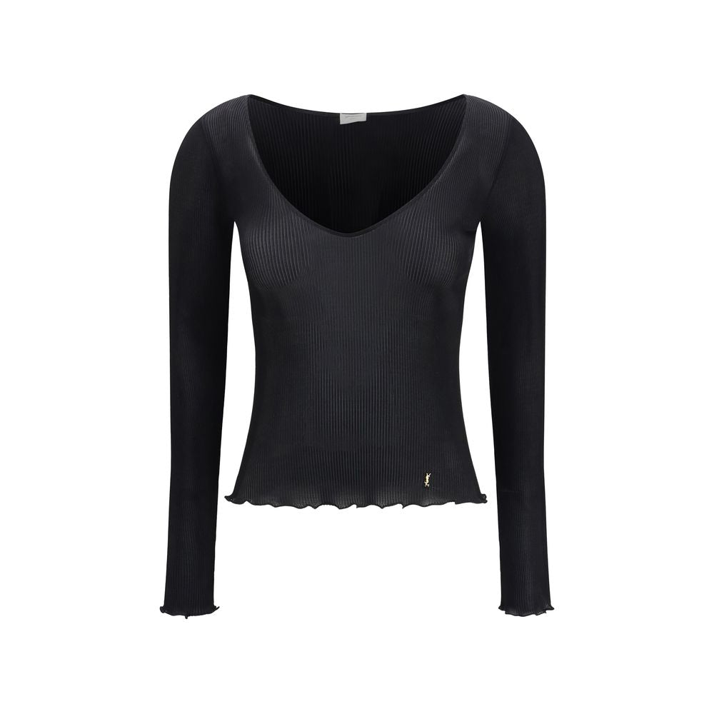 Saint Laurent Schwarze Seidenbluse