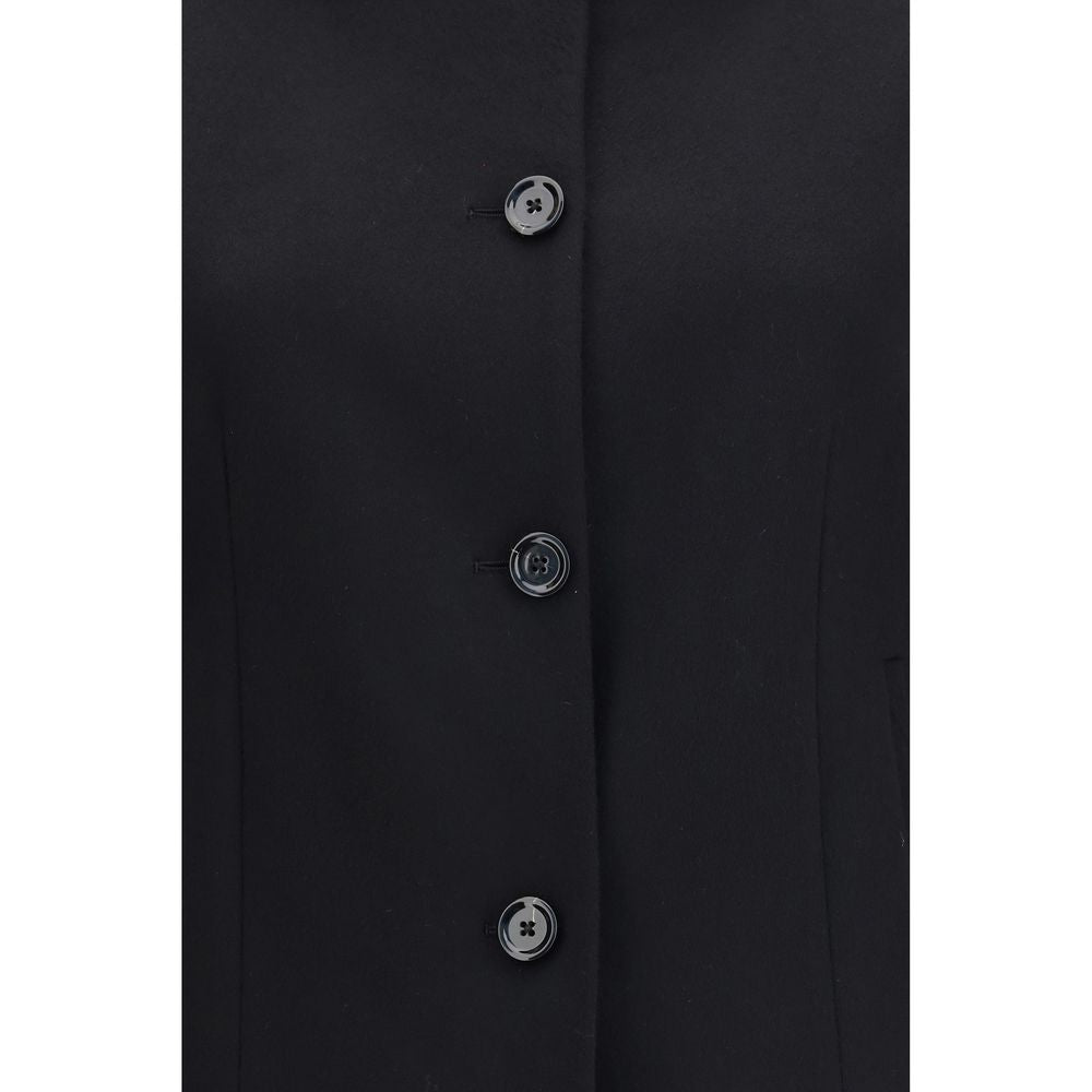 Lardini Schwarze Oves Aries Wolljacke in voller Länge