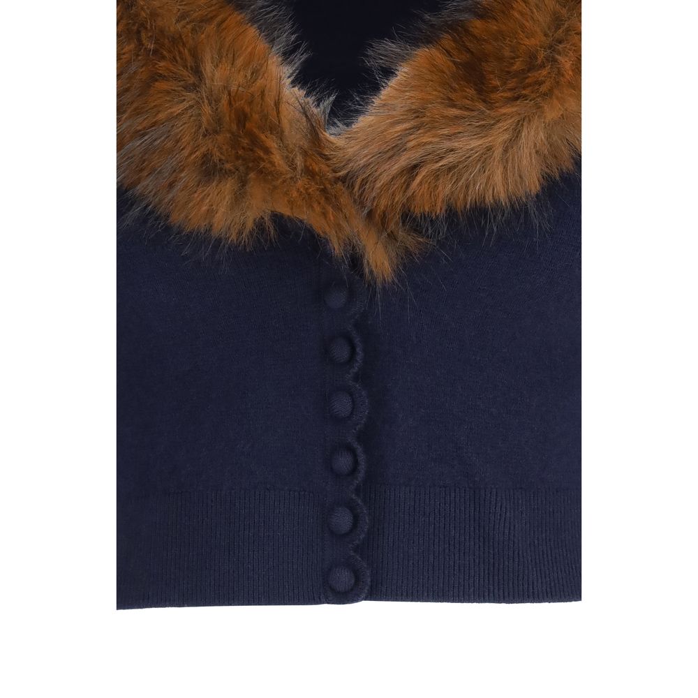 Self-Portrait Blauer Wollcardigan Oves Aries