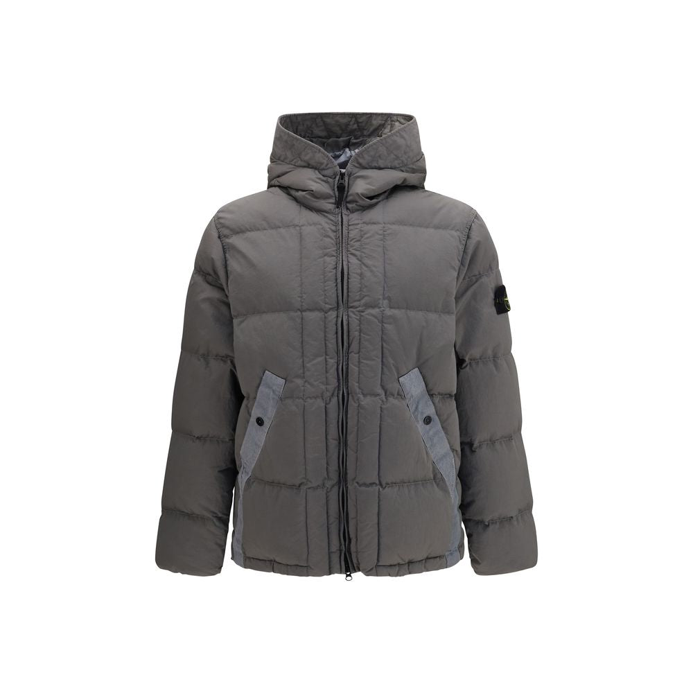 Stone Island Zweifarbige Polyamid-Steppjacke in voller Länge