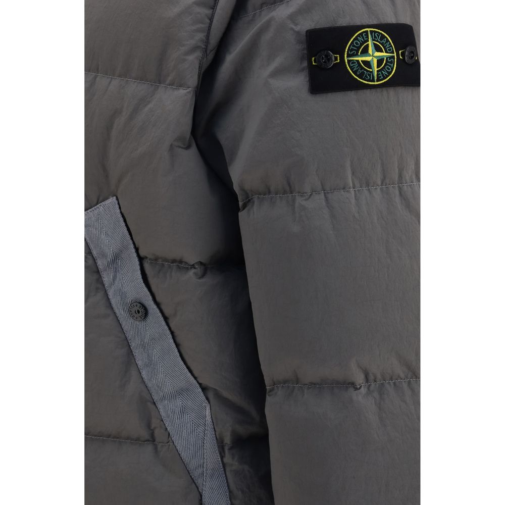 Stone Island Zweifarbige Polyamid-Steppjacke in voller Länge