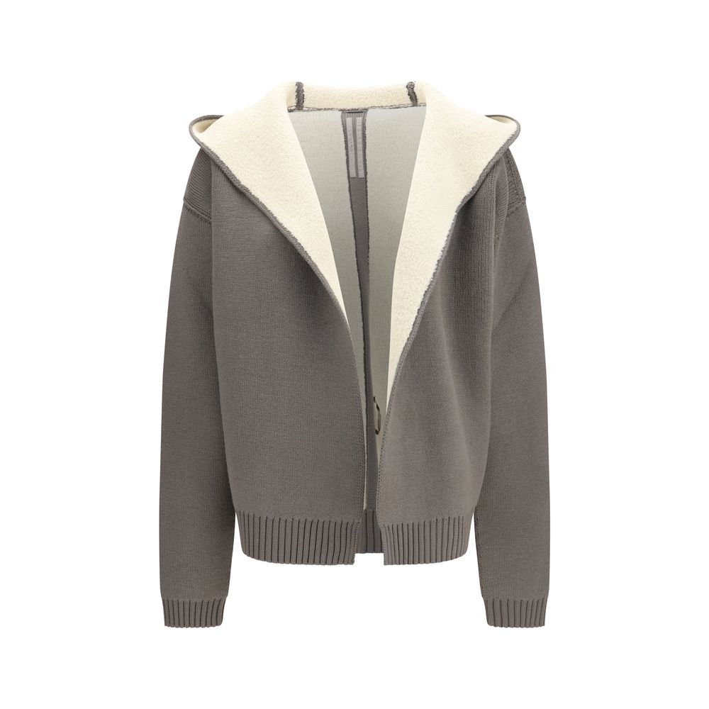 Rick Owens Grauer Woll-Kapuzenpullover Oves Aries