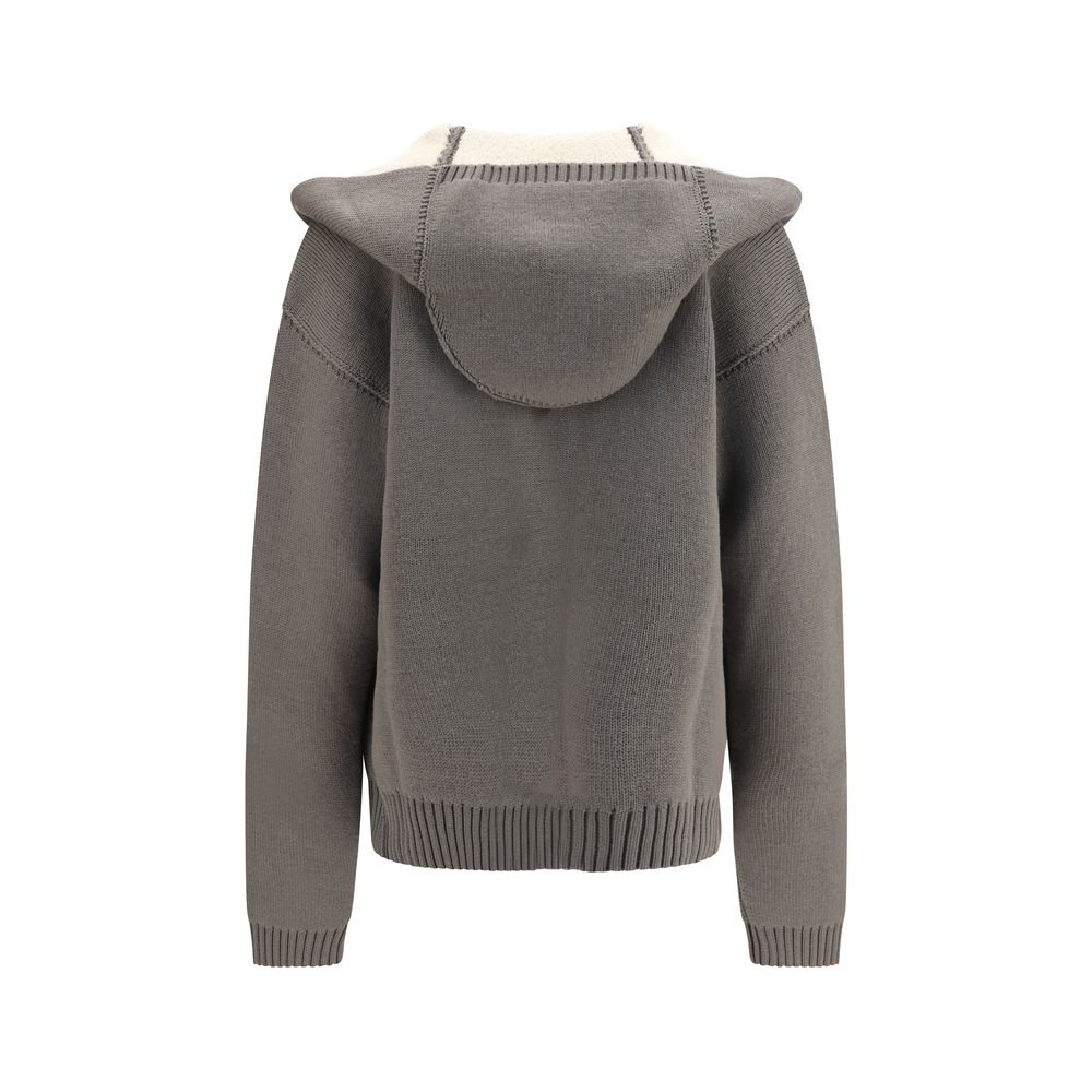 Rick Owens Grauer Woll-Kapuzenpullover Oves Aries