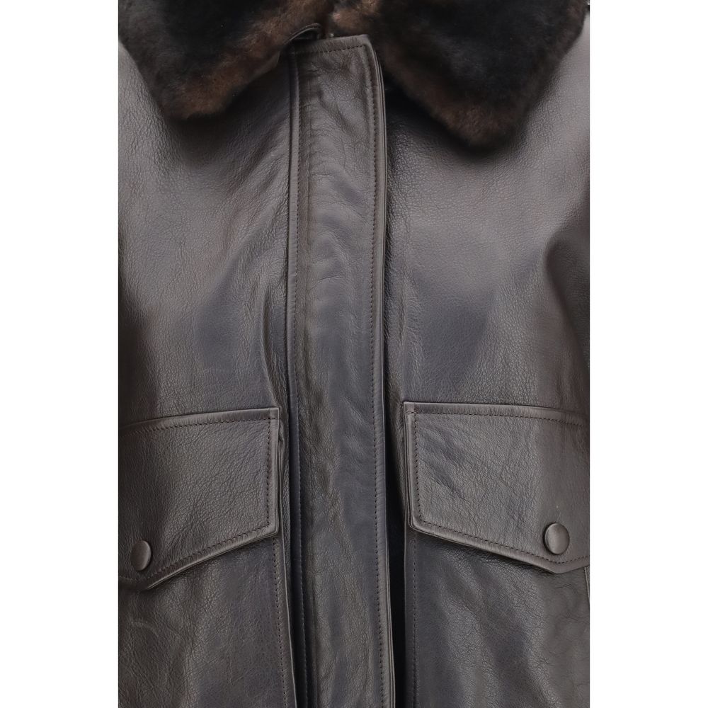 Loulou De Saison Brauner Kalbsleder Bos Taurus Bomber
