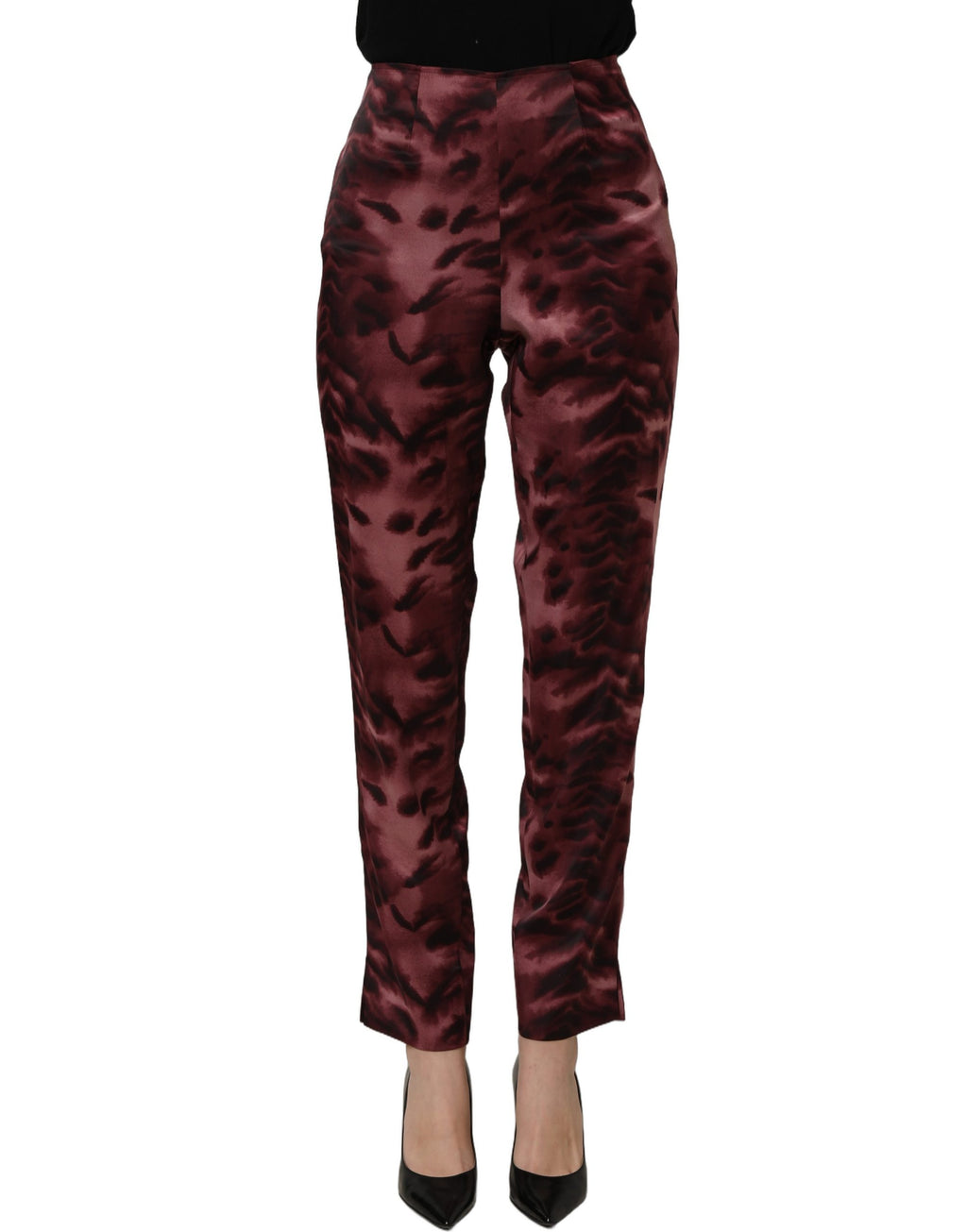 BENCIVENGA Burgunderfarbene High-Waist-Hose mit Muster