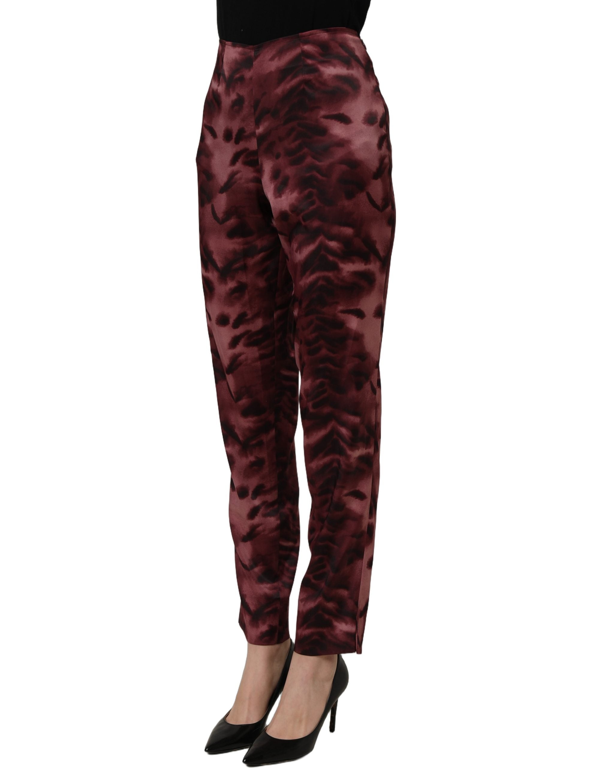 BENCIVENGA Burgunderfarbene High-Waist-Hose mit Muster