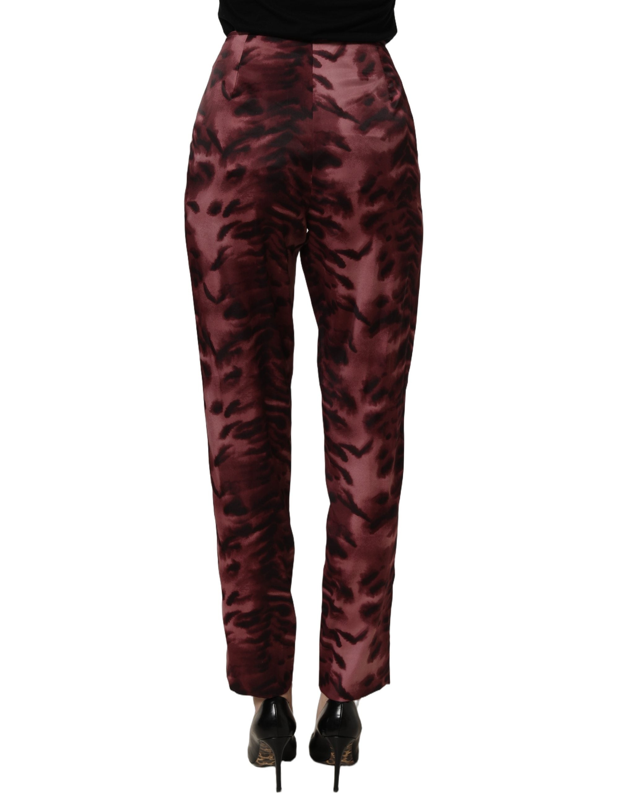 BENCIVENGA Burgunderfarbene High-Waist-Hose mit Muster