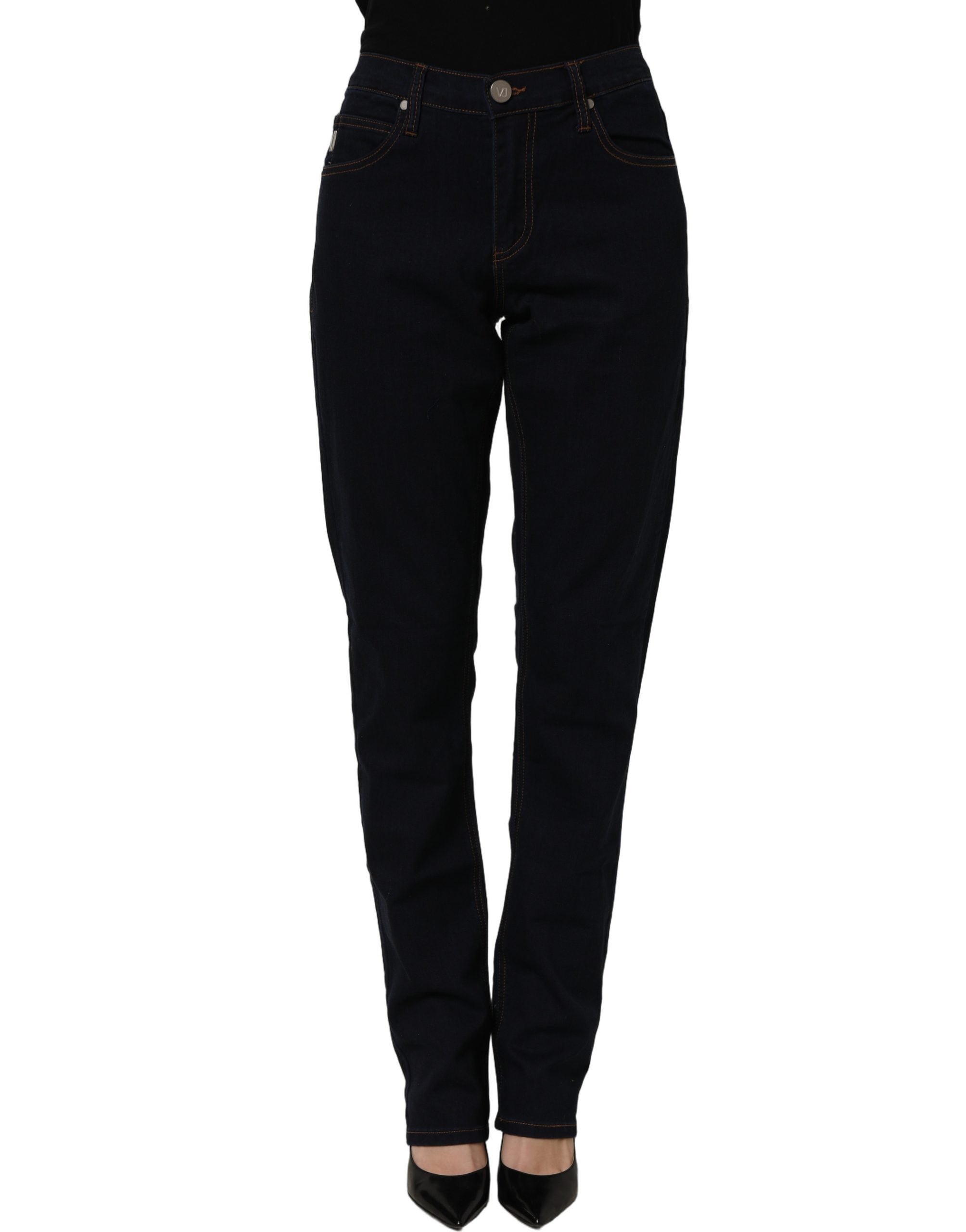 Versace Jeans Couture Blaue High Waist Skinny Jeans aus Denim