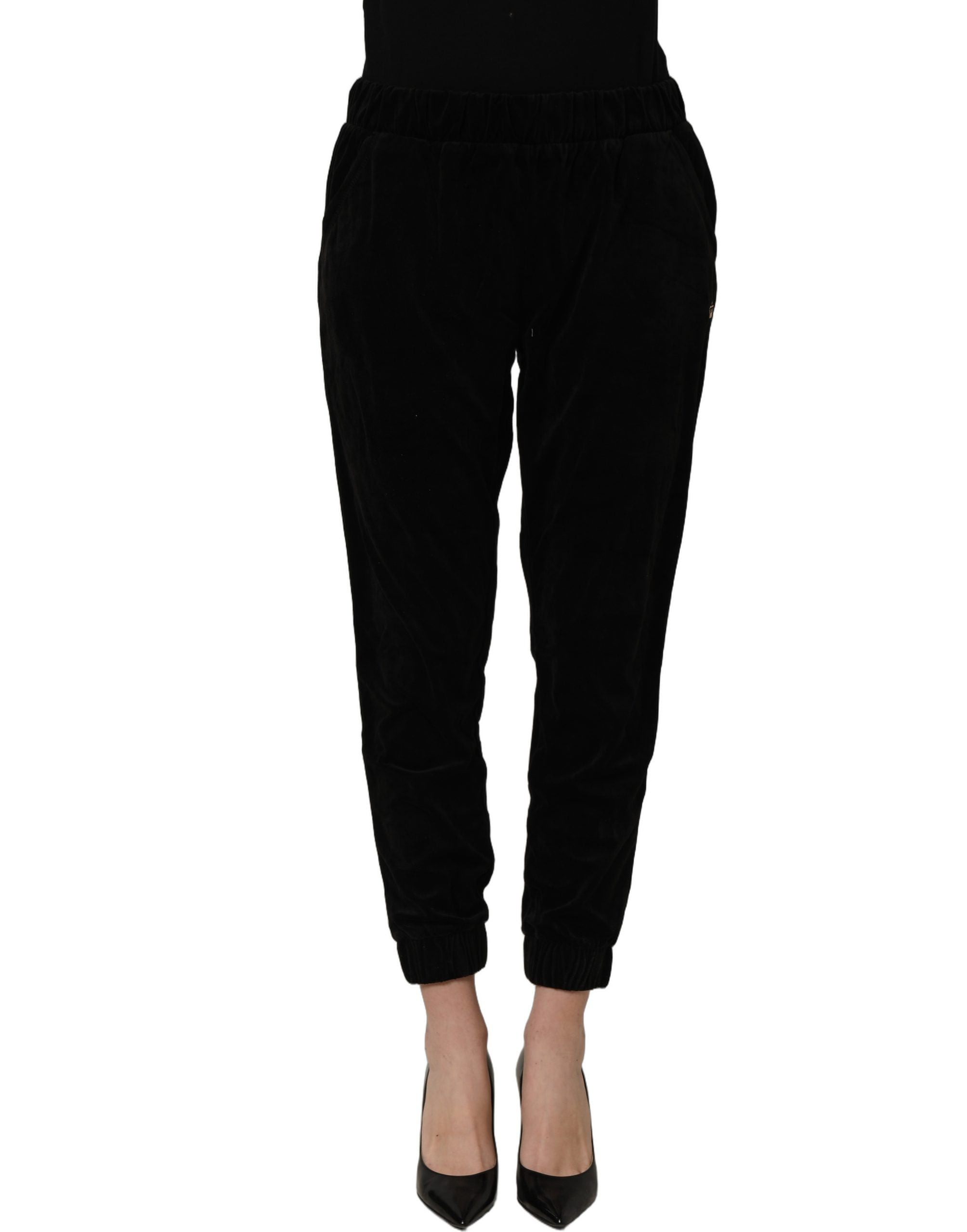 Juicy Couture Dunkelgraue Mid-Waist Tapered Cropped Hose