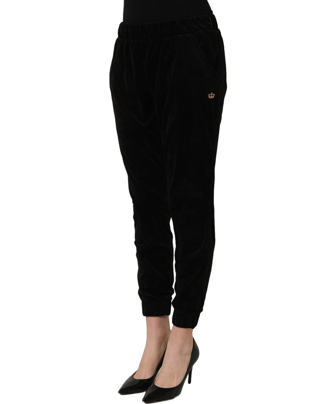Juicy Couture Dunkelgraue Mid-Waist Tapered Cropped Hose