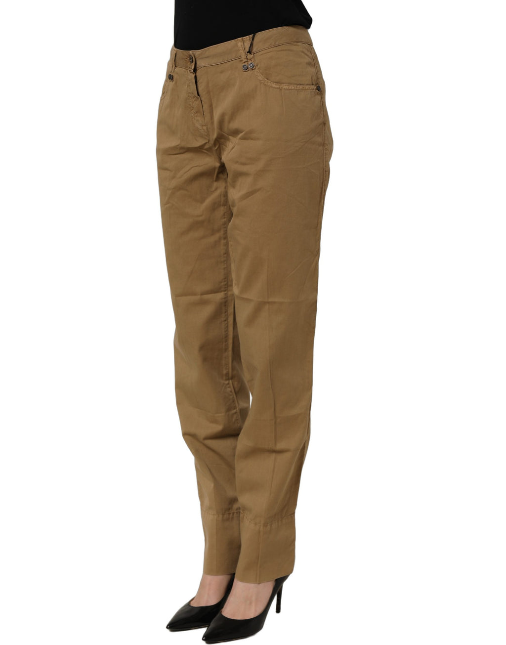PLEIN SUD Braune gerade Baumwoll-Stretch-Chino-Hose