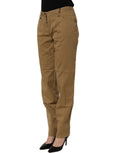 PLEIN SUD Braune gerade Baumwoll-Stretch-Chino-Hose