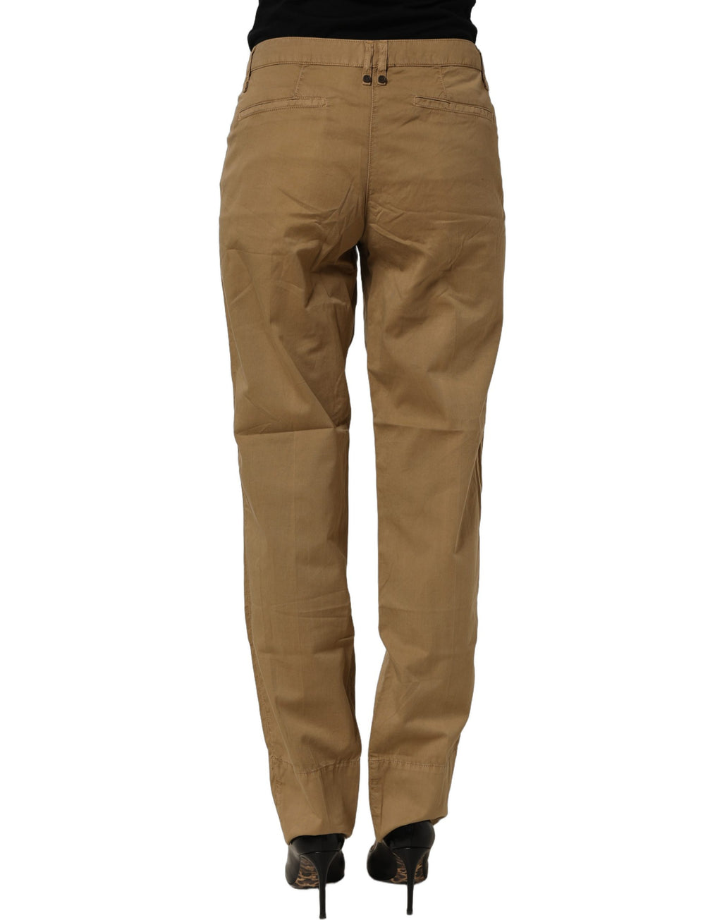 PLEIN SUD Braune gerade Baumwoll-Stretch-Chino-Hose