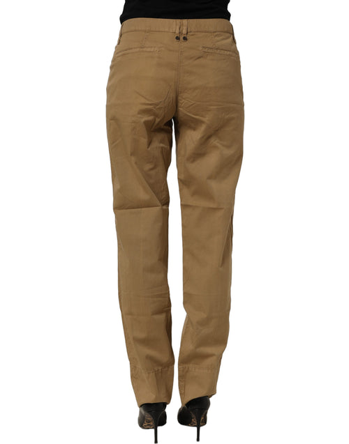 PLEIN SUD Braune gerade Baumwoll-Stretch-Chino-Hose