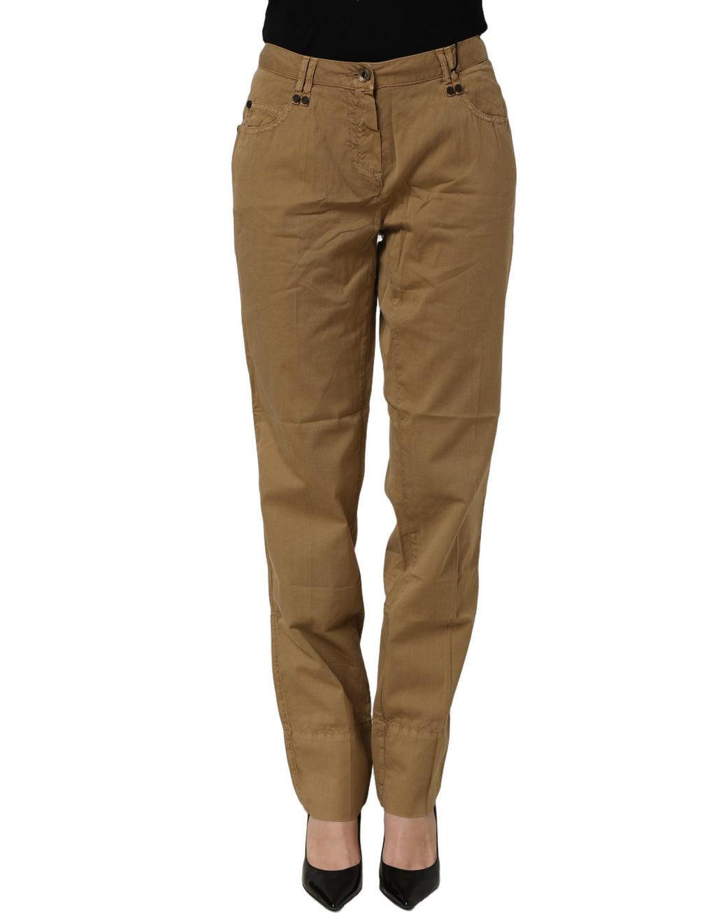 PLEIN SUD Braune gerade Baumwoll-Stretch-Chino-Hose