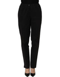 QL2 Schwarze High-Waist Straight Chino Hose für Damen
