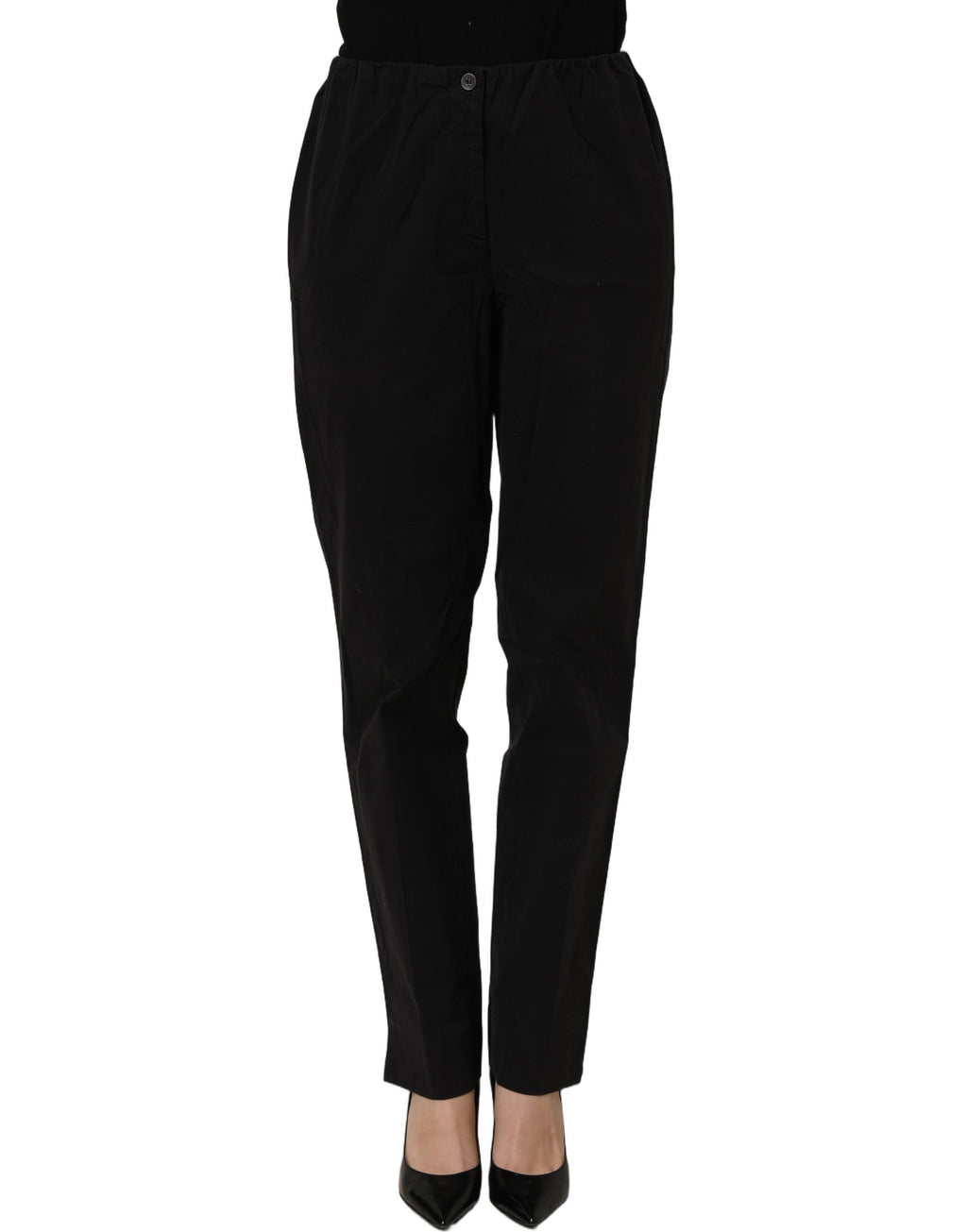 QL2 Schwarze High-Waist Straight Chino Hose für Damen