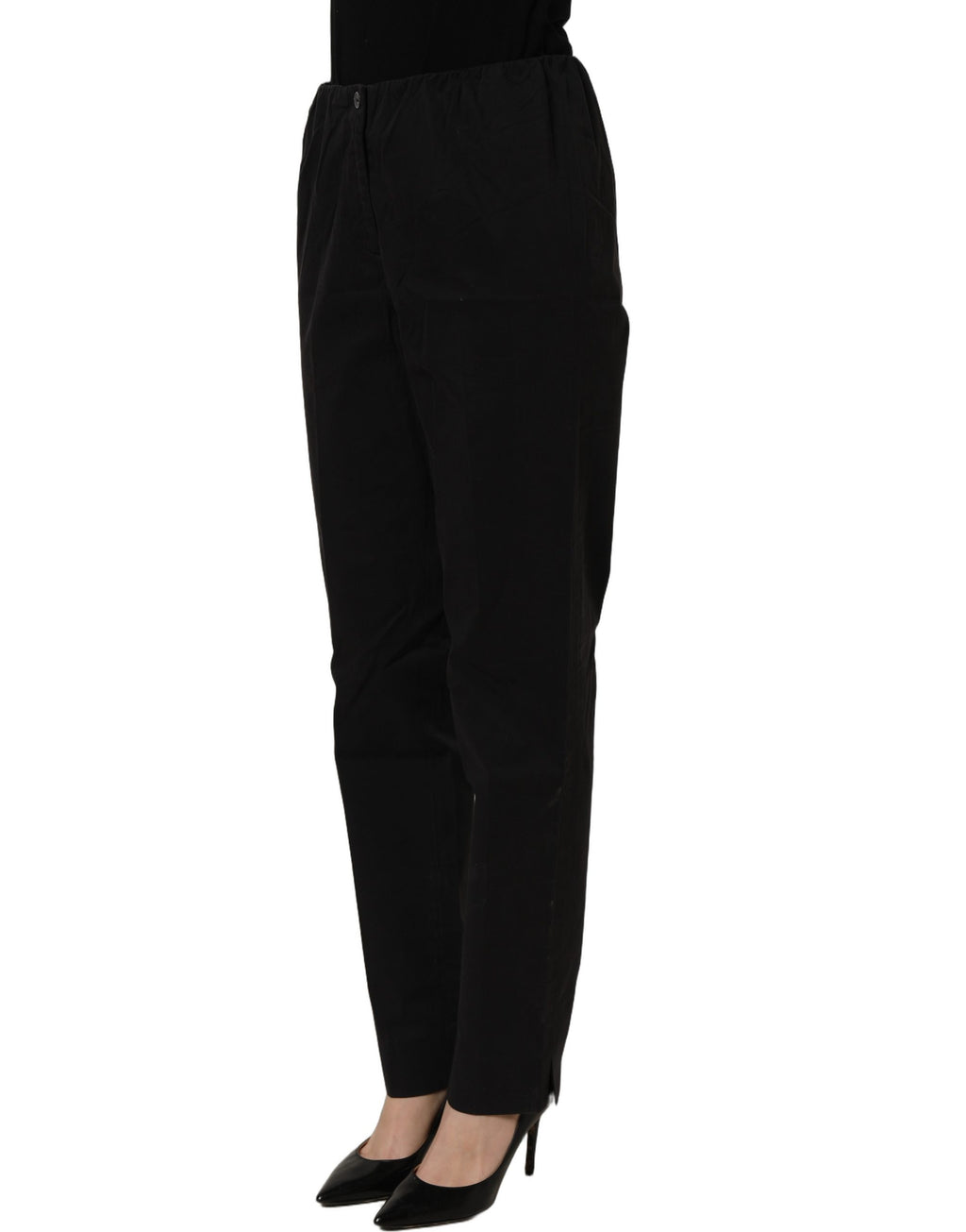 QL2 Schwarze High-Waist Straight Chino Hose für Damen