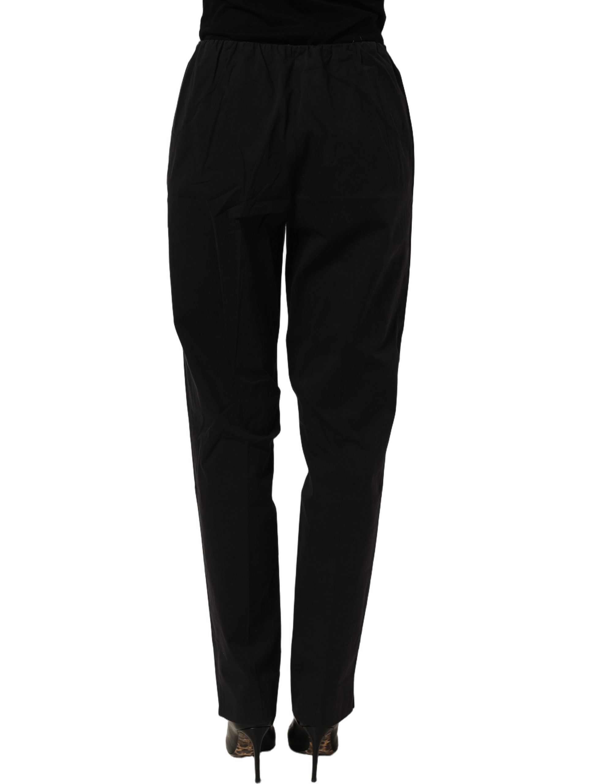 QL2 Schwarze High-Waist Straight Chino Hose für Damen