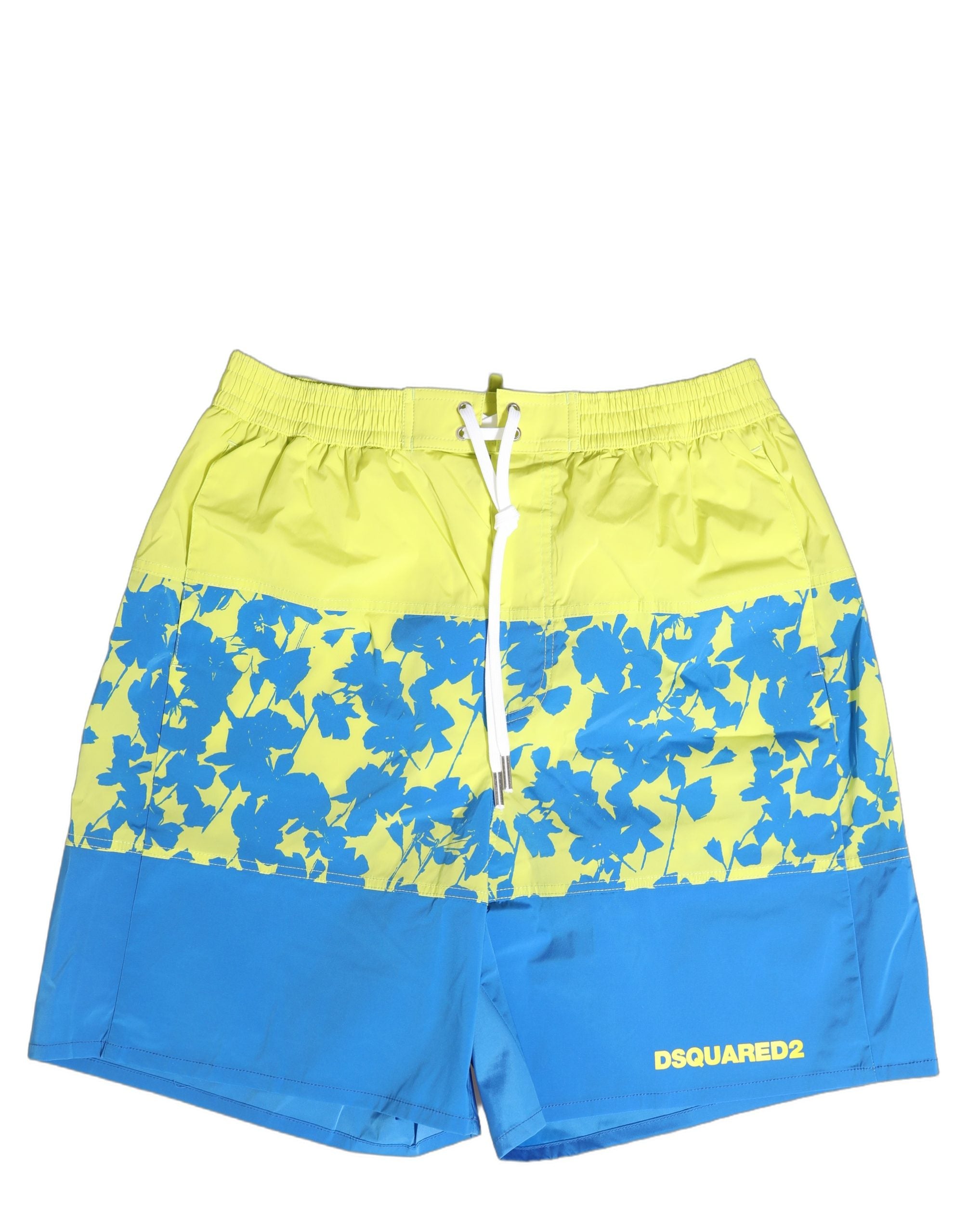 Dsquared² Badeshorts mit blau-gelbem Blumenmuster
