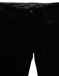Ermanno Scervino Schwarze Slim Fit-Hose aus Viskosemischung und Samt