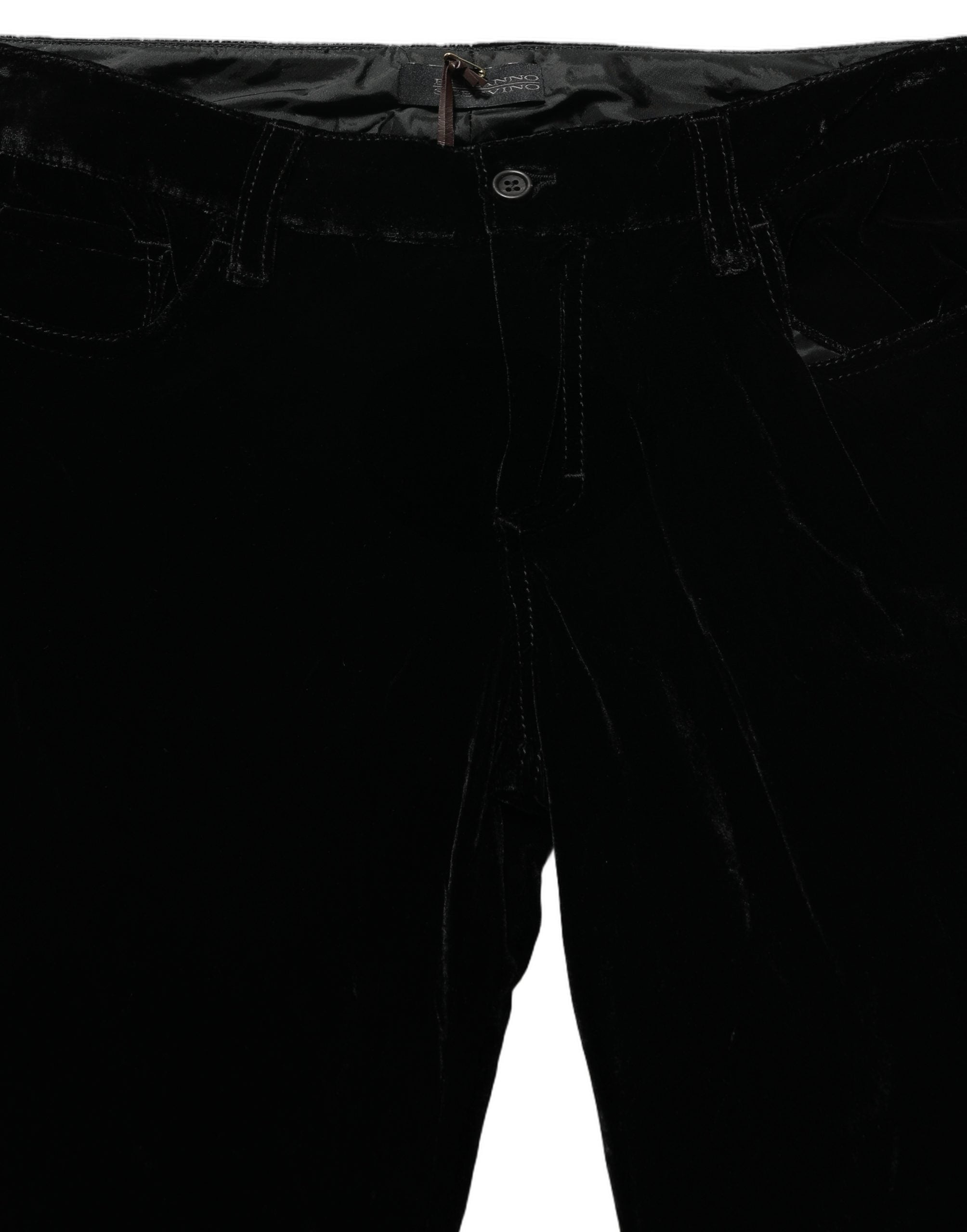 Ermanno Scervino Schwarze Slim Fit-Hose aus Viskosemischung und Samt