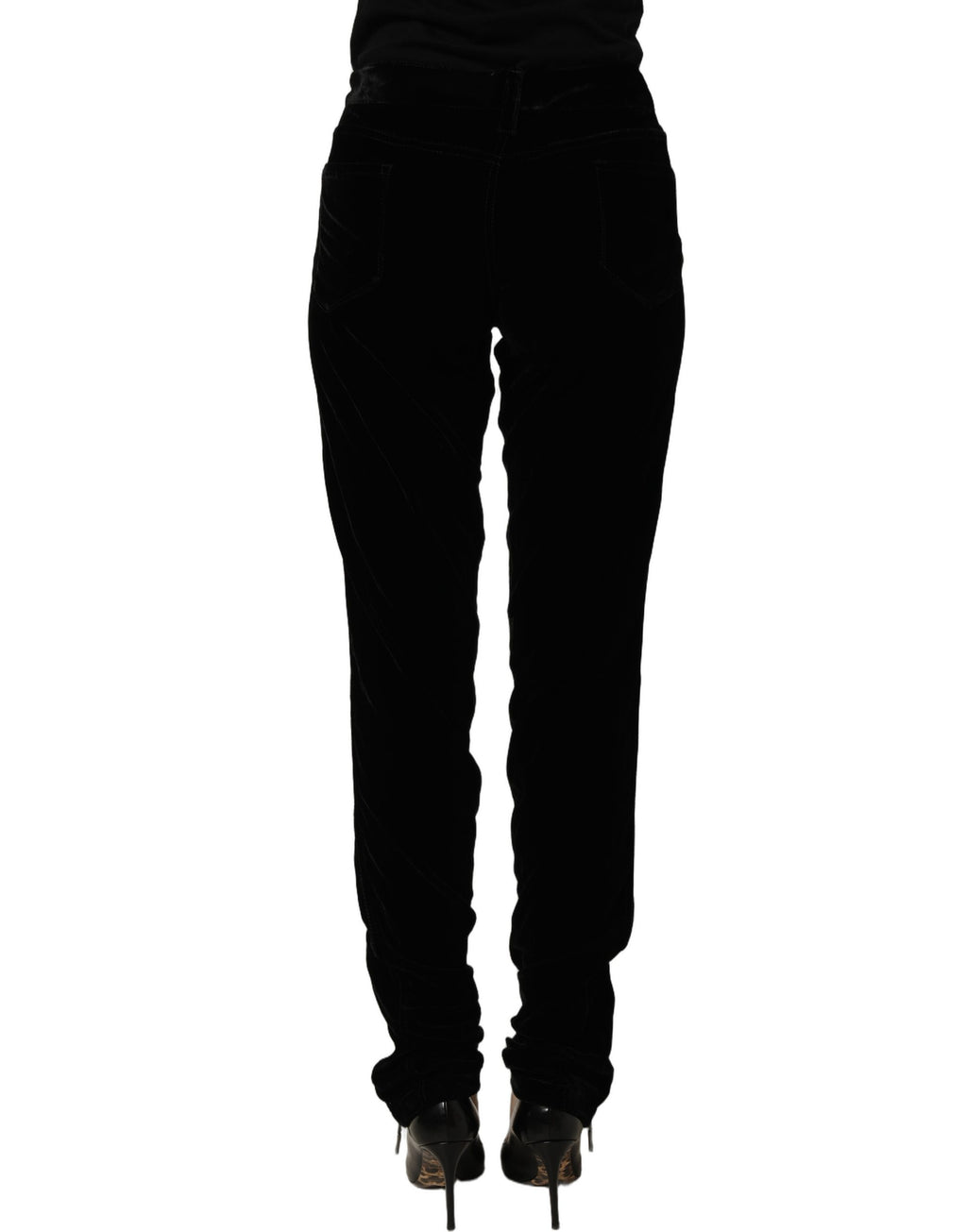 Ermanno Scervino Schwarze Slim Fit-Hose aus Viskosemischung und Samt
