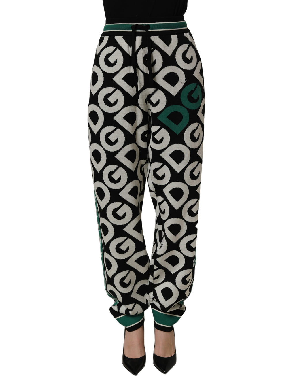Dolce & Gabbana Schwarze Woll-Jogginghose mit Logo