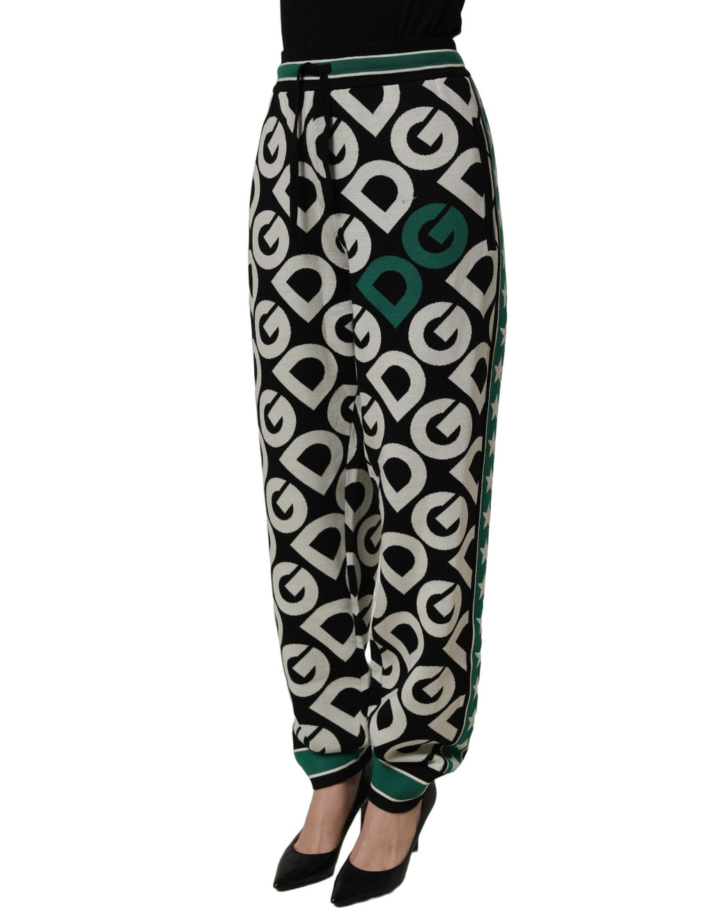Dolce & Gabbana Schwarze Woll-Jogginghose mit Logo