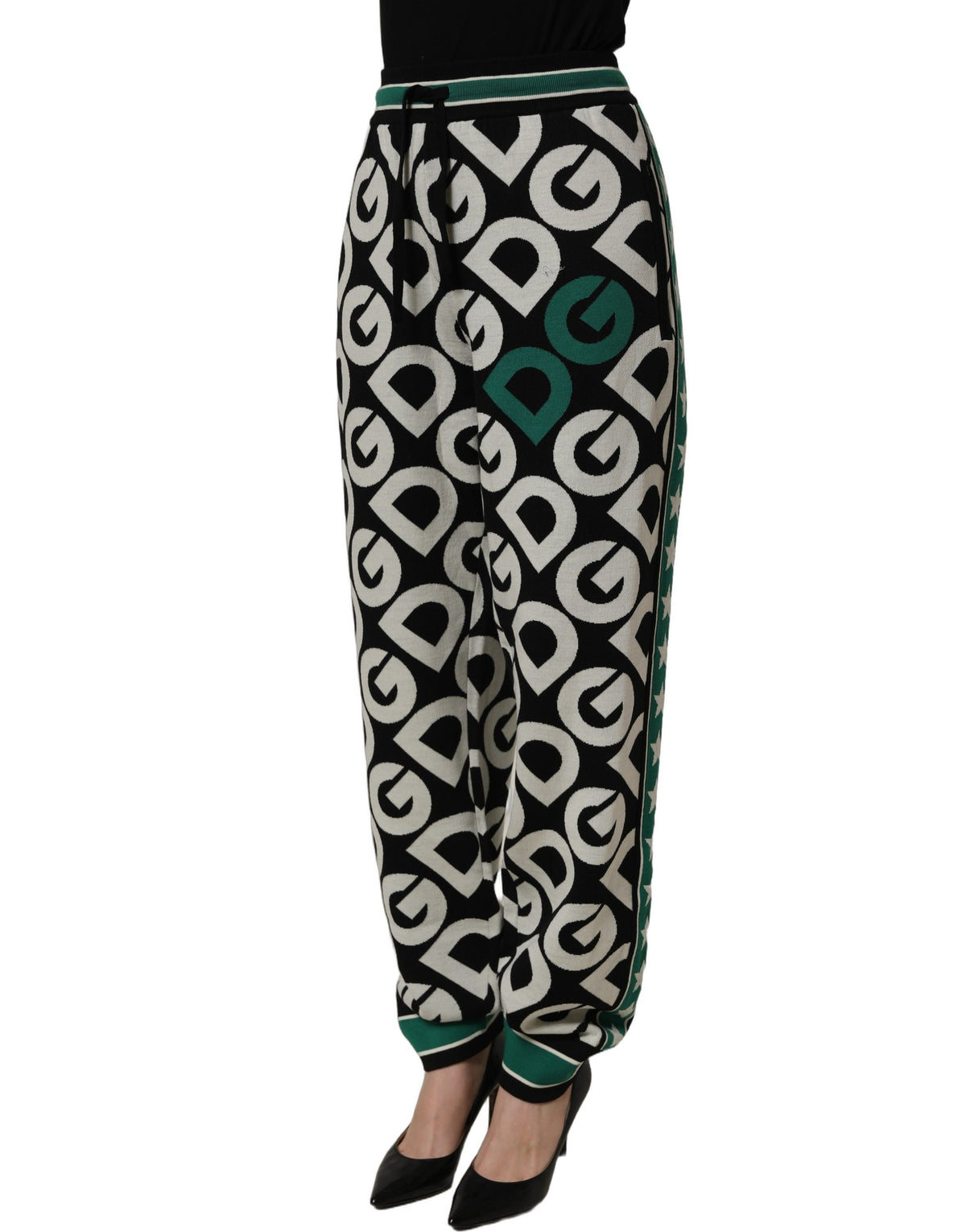 Dolce & Gabbana Schwarze Woll-Jogginghose mit Logo