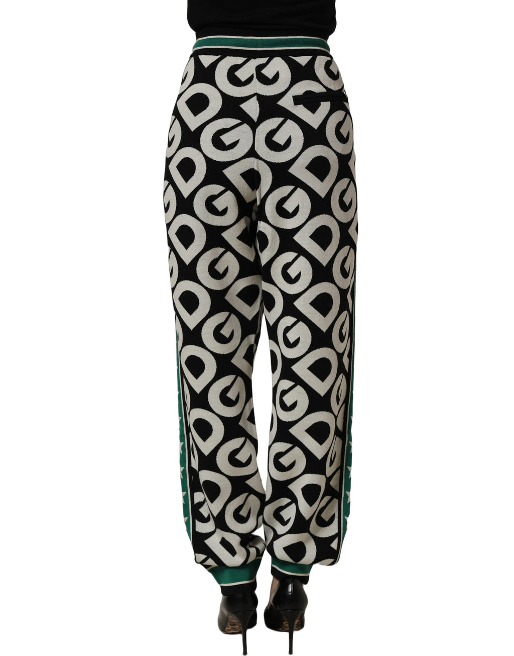 Dolce & Gabbana Schwarze Woll-Jogginghose mit Logo