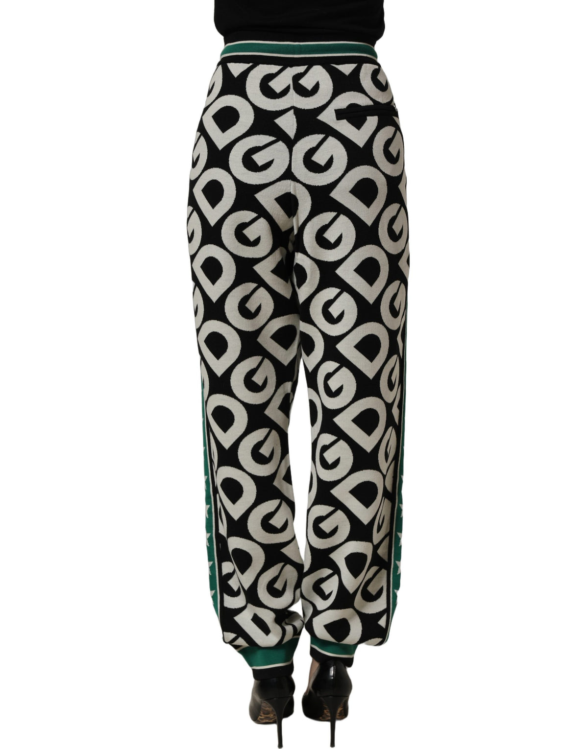Dolce & Gabbana Schwarze Woll-Jogginghose mit Logo