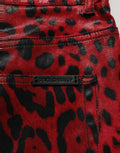 Dolce & Gabbana Rote Leo-Print Baumwoll-Jeans mit 5 Taschen