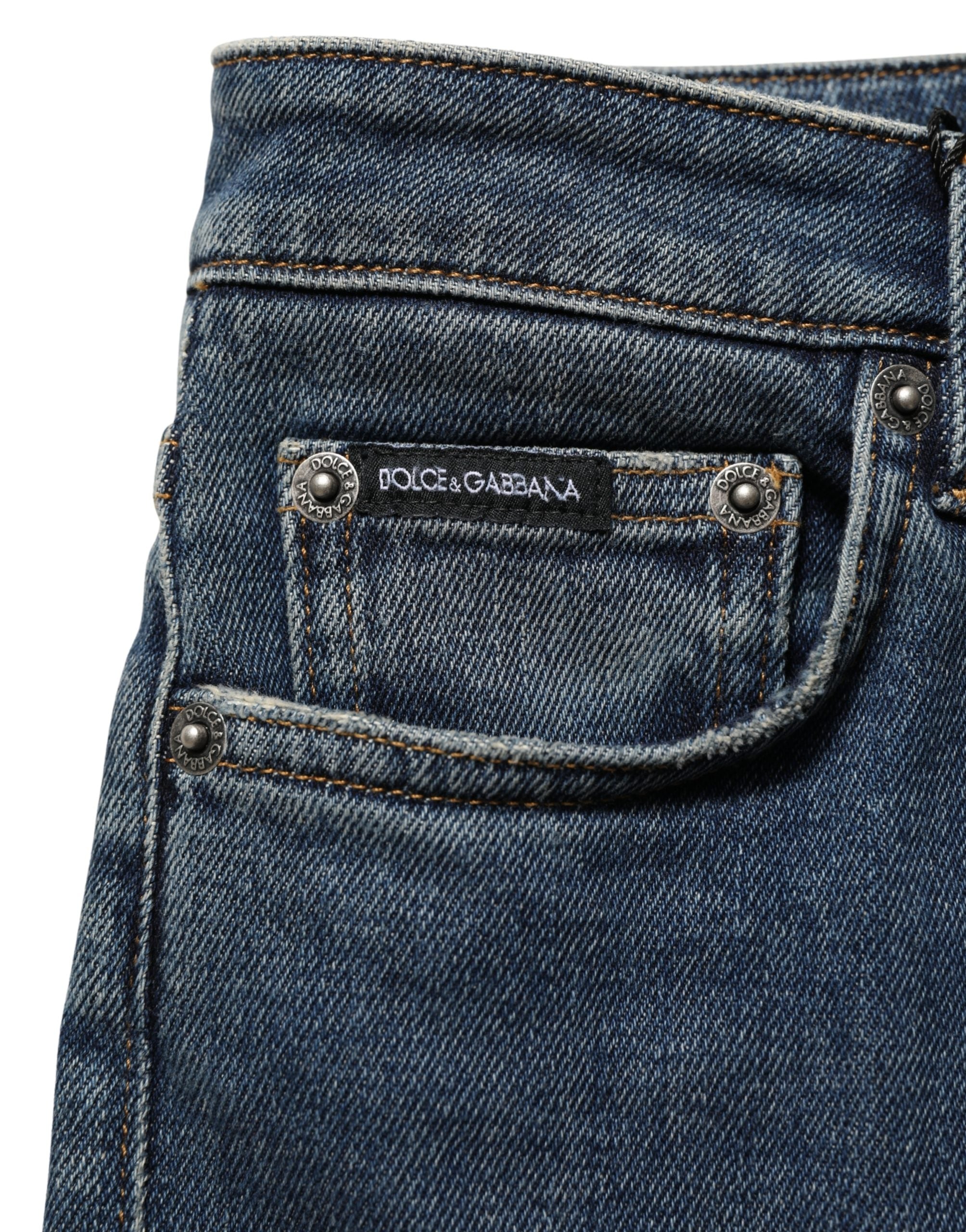 Dolce & Gabbana Blaue Baumwoll-Stretch-Denim-Hosenjeans