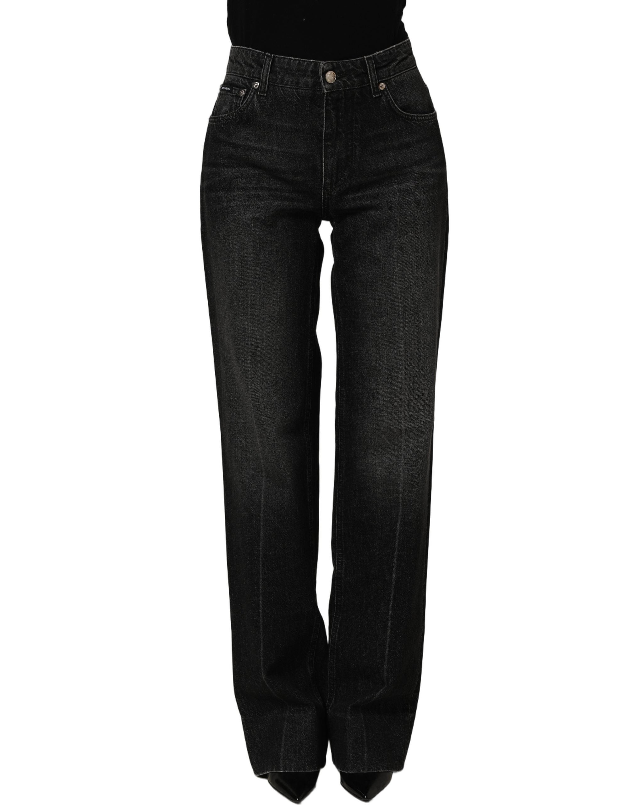 Dolce & Gabbana Schwarze Stretch-Denim-Jeans im Straight Fit aus Baumwolle