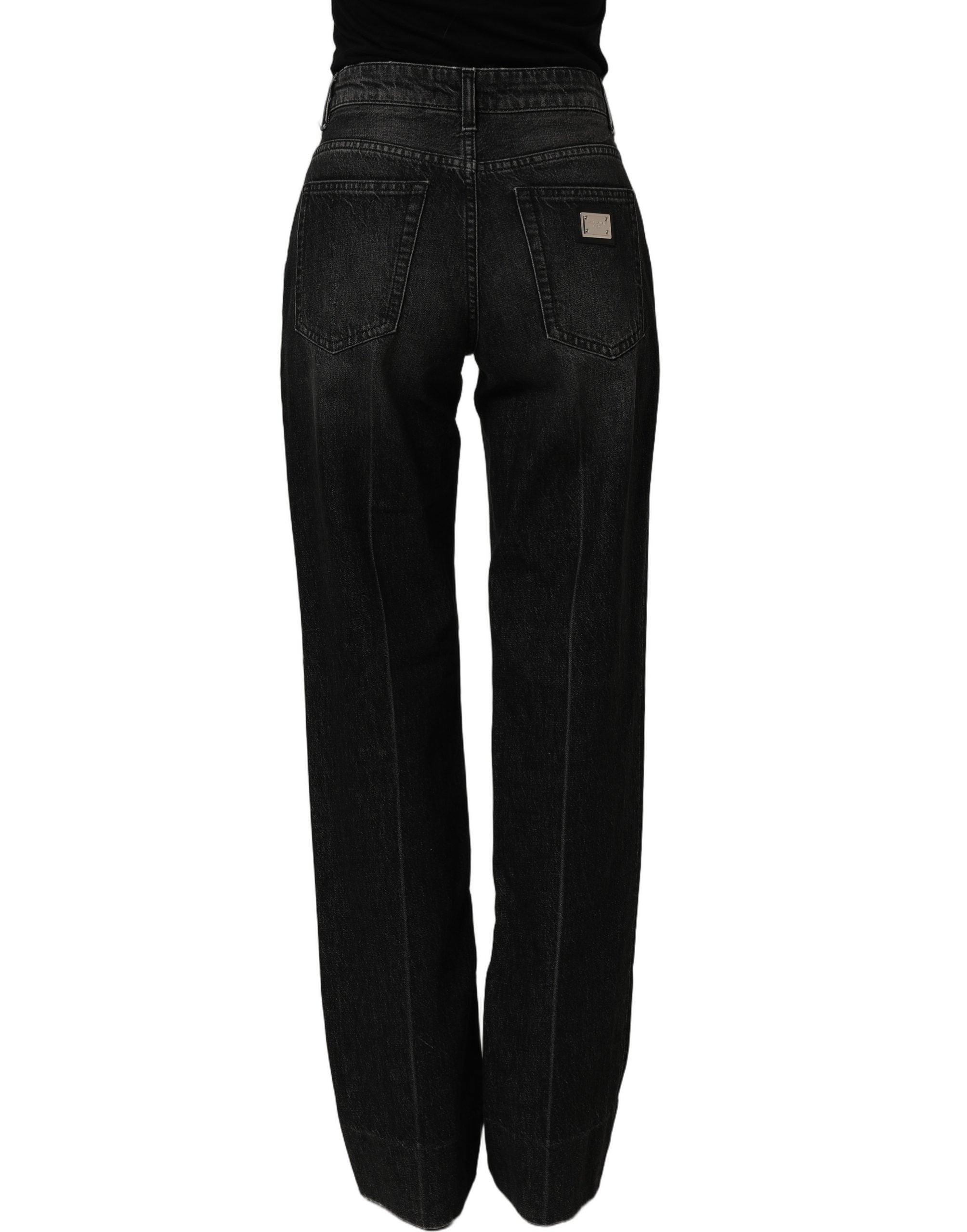 Dolce & Gabbana Schwarze Stretch-Denim-Jeans im Straight Fit aus Baumwolle