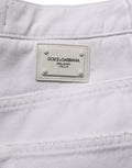 Dolce & Gabbana Weiße Stretch-Jeans mit weitem Bein aus Baumwolle