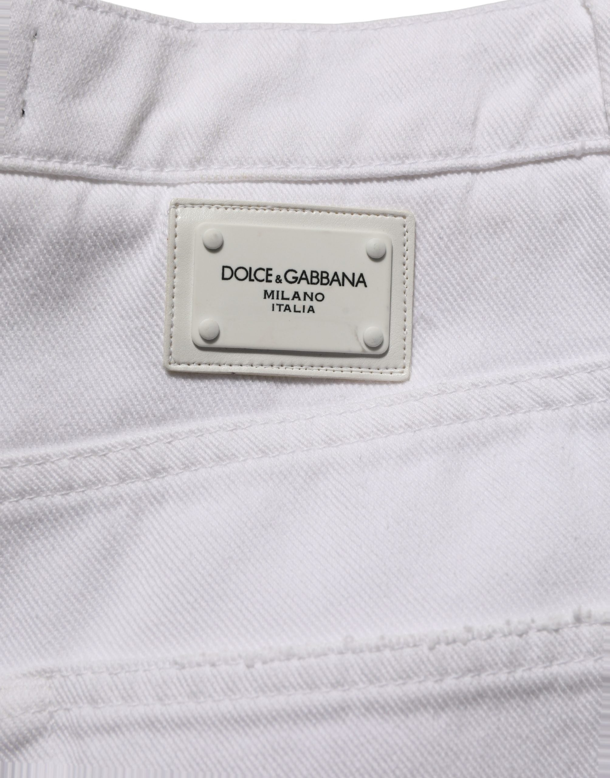 Dolce & Gabbana Weiße Stretch-Jeans mit weitem Bein aus Baumwolle