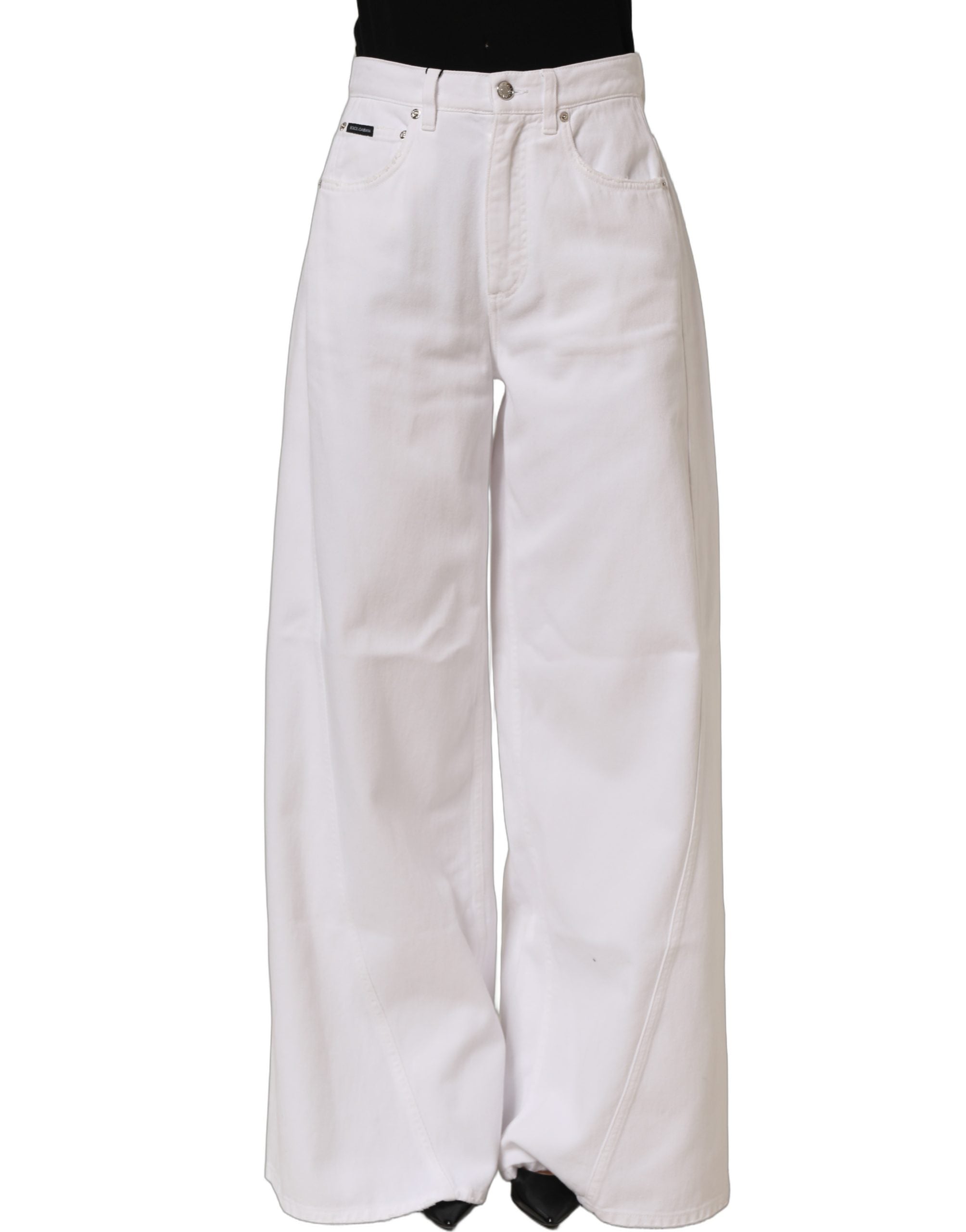 Dolce & Gabbana Weiße Stretch-Jeans mit weitem Bein aus Baumwolle