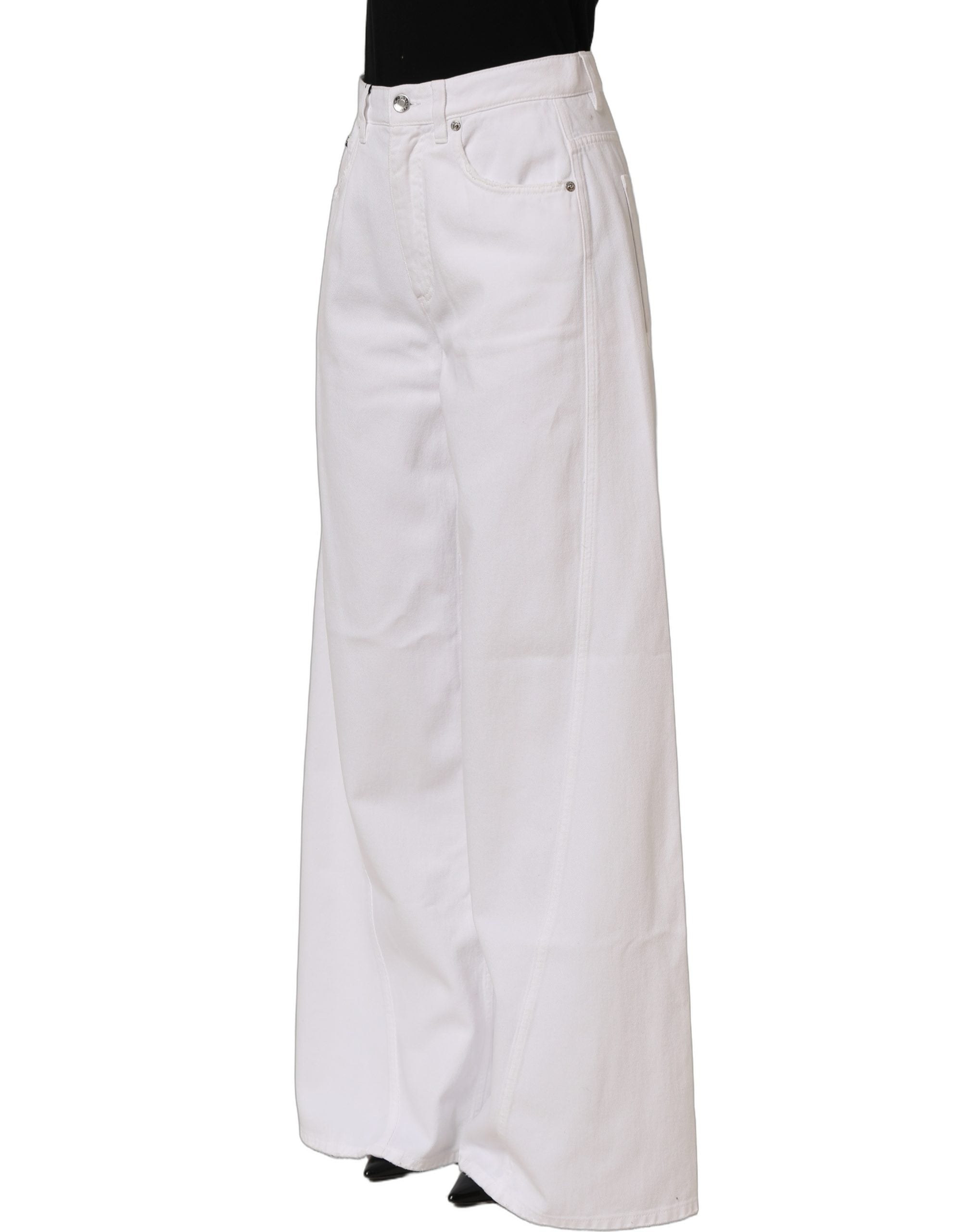 Dolce & Gabbana Weiße Stretch-Jeans mit weitem Bein aus Baumwolle